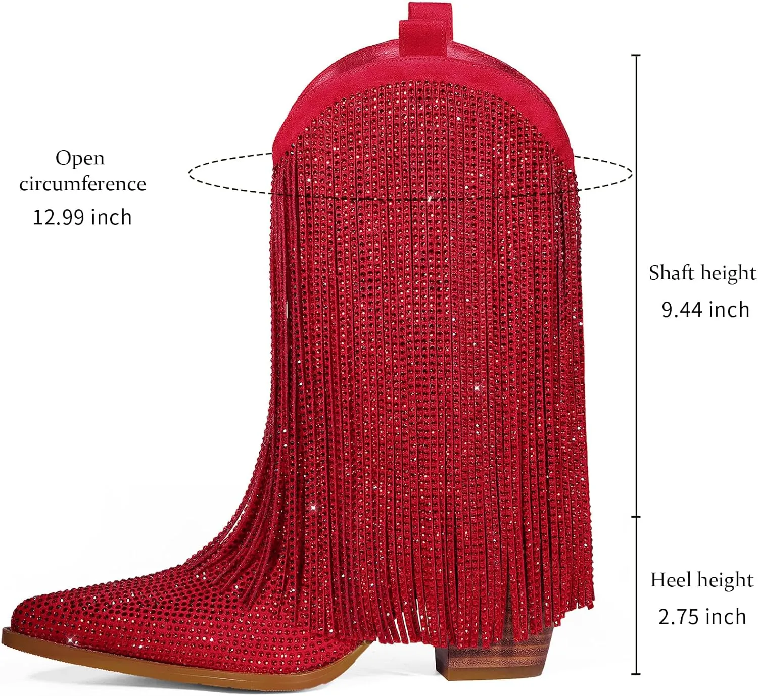 Cowboy Boots for Women - Cowgirl Western Rhinestone Sparkly Fringe Chunky Heel Pointed Toe Ankle Boots