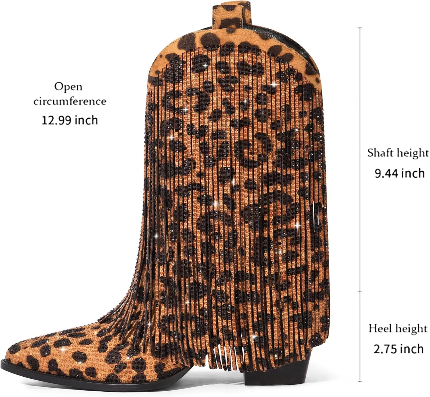 Cowboy Boots for Women - Cowgirl Western Rhinestone Sparkly Fringe Chunky Heel Pointed Toe Ankle Boots