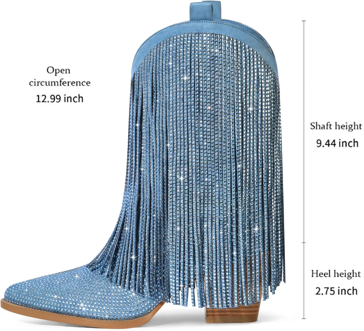 Cowboy Boots for Women - Cowgirl Western Rhinestone Sparkly Fringe Chunky Heel Pointed Toe Ankle Boots