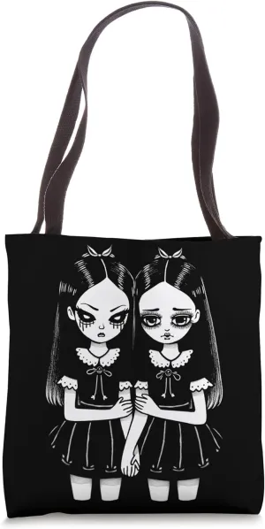 Creepy Cute Revenge And Sorrow Sister Twins Lurk In The Dark Tote Bag