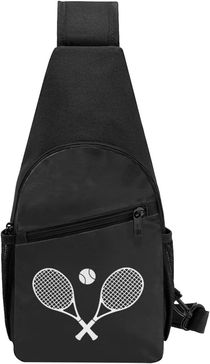 Crossed Racket and Tennis Chest Pack Leisure Shoulder Crossbody Chest Bag