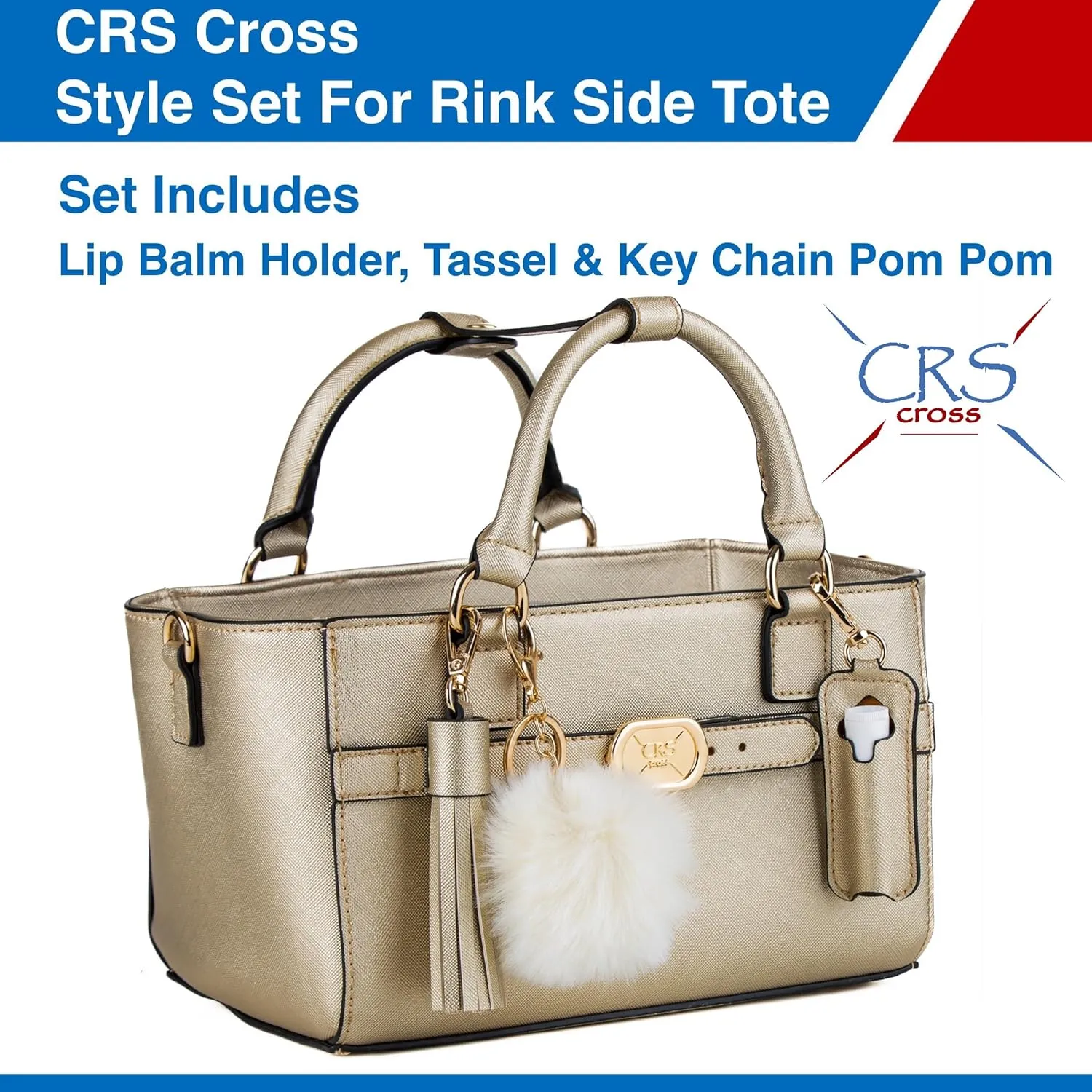 CRS Cross Rink Side Tote. Ice Skating Accessory Bag for Figure Skating, Roller and Inline Skaters, Ballet, Dance and Cheer. Organizes Guards, Water Bottle, Tissues, Phone.