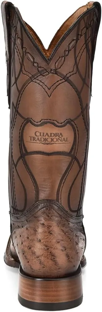 Cuadra Men's Boot in Ostrich Leather Brown With Laser Engraving 3Z2LA1