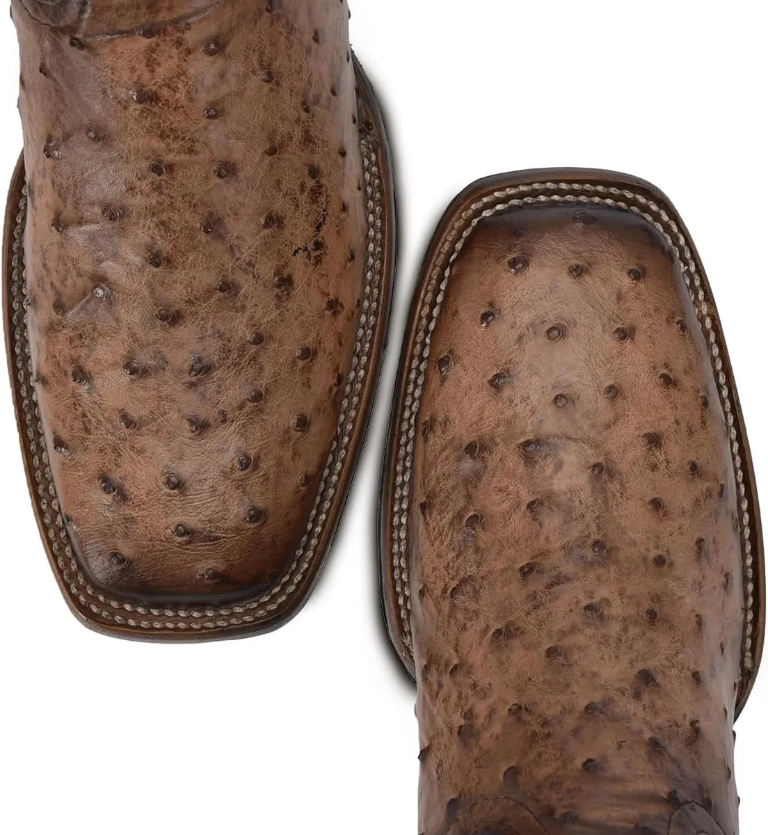 Cuadra Men's Boot in Ostrich Leather Brown With Laser Engraving 3Z2LA1