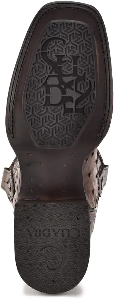 Cuadra Men's Boot in Ostrich Leather Brown With Laser Engraving 3Z2LA1