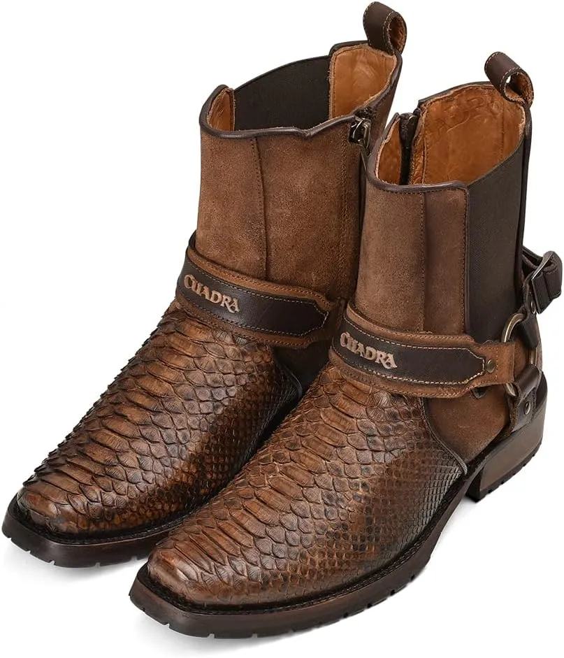 Cuadra Men's Bootie in Genuine Python Leather Brown 1J2LPH