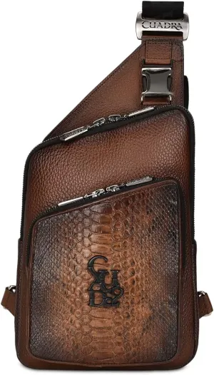 Cuadra Men's Messenger Bag in Genuine Python Leather, BOC15PI