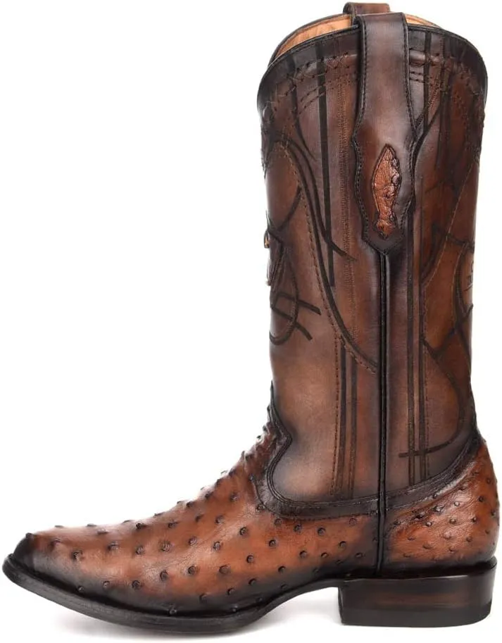 Cuadra Men's Western Boot in Genuine Ostrich Leather Brown