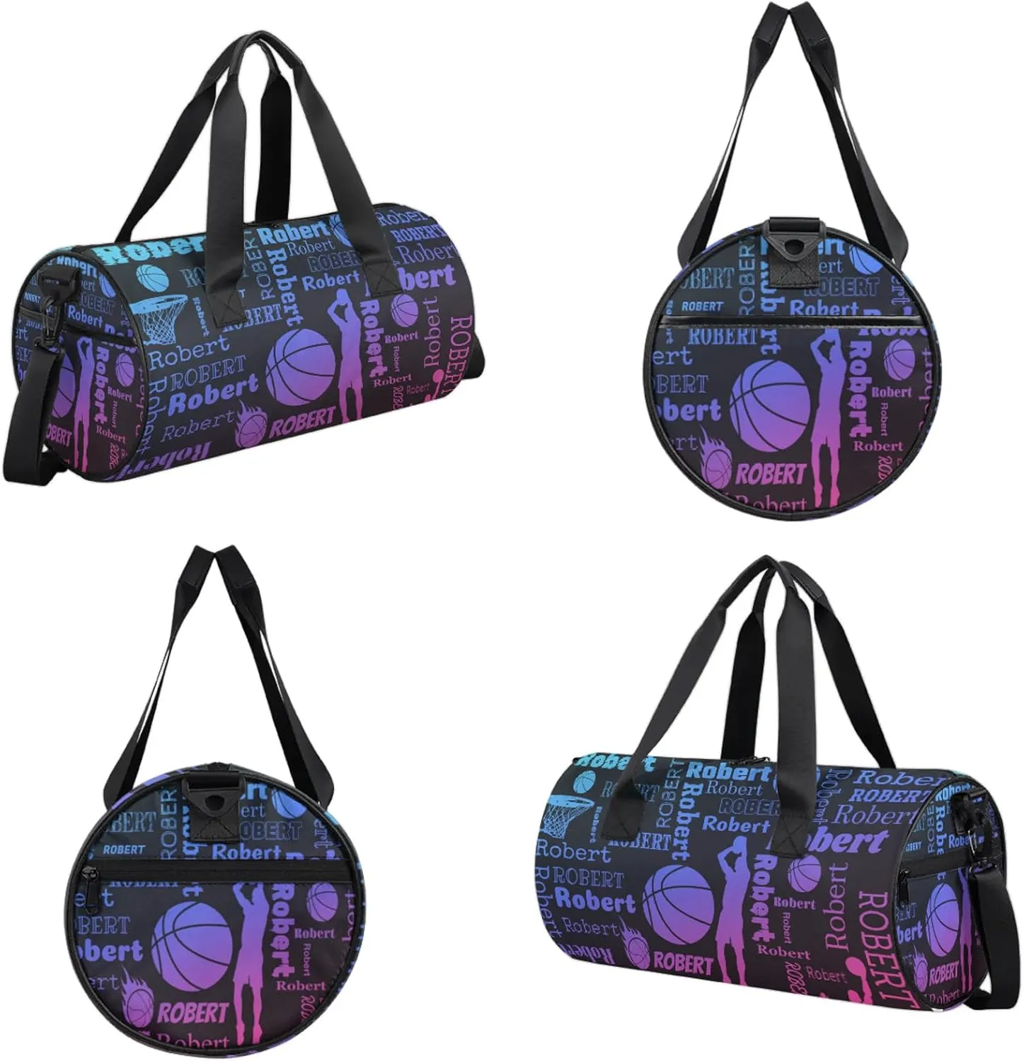 Custom Basketball Sport Bags Personalized Sports Gym Bag with Name Overnight Weekender Duffel Bag Customized Gifts for Women Men, Blue Pink Purple