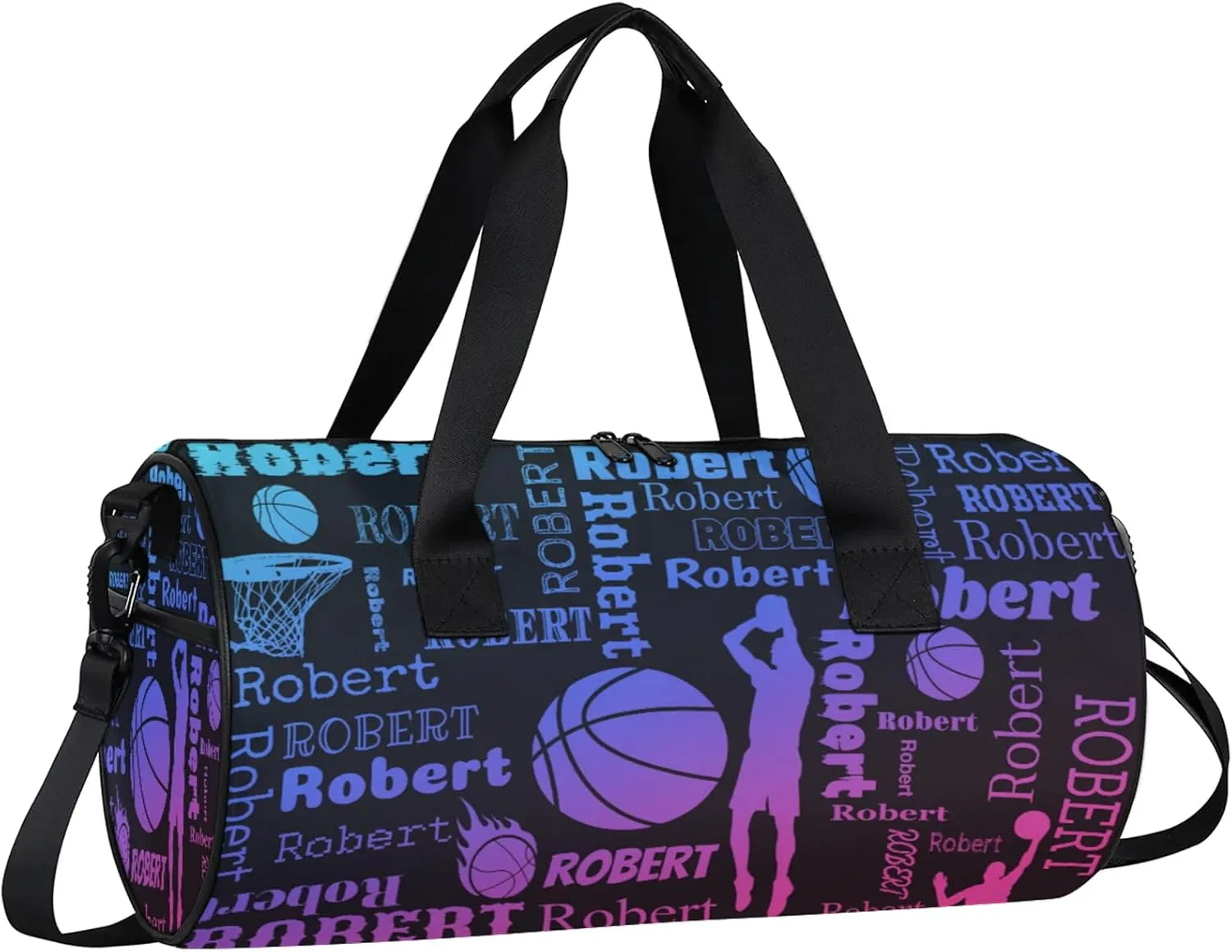 Custom Basketball Sport Bags Personalized Sports Gym Bag with Name Overnight Weekender Duffel Bag Customized Gifts for Women Men, Blue Pink Purple