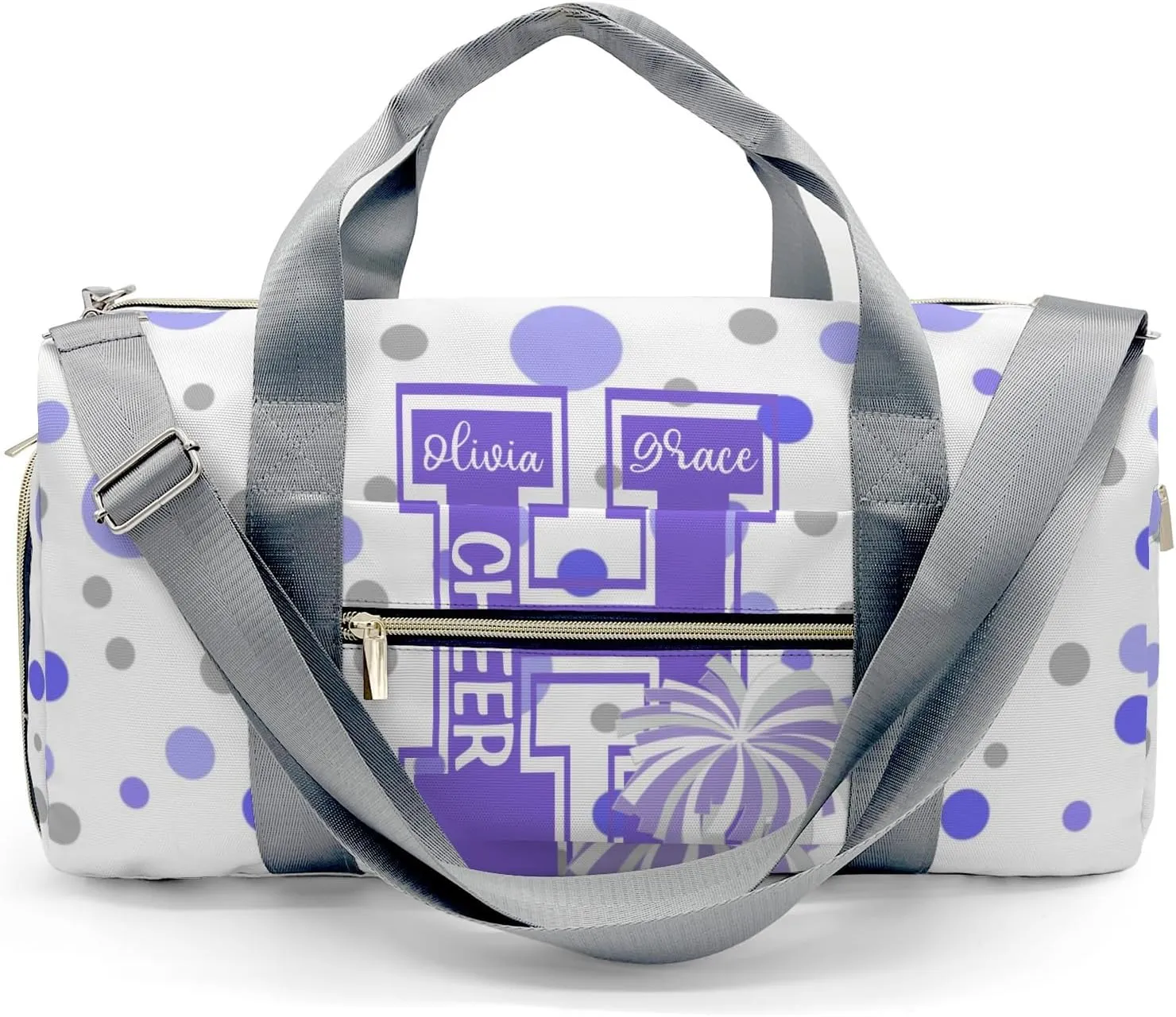Custom Duffel Bag Polka Dots Bow Cheerleader Pom-pom Compact and Convenient: Fitness Bags for the Modern Traveler