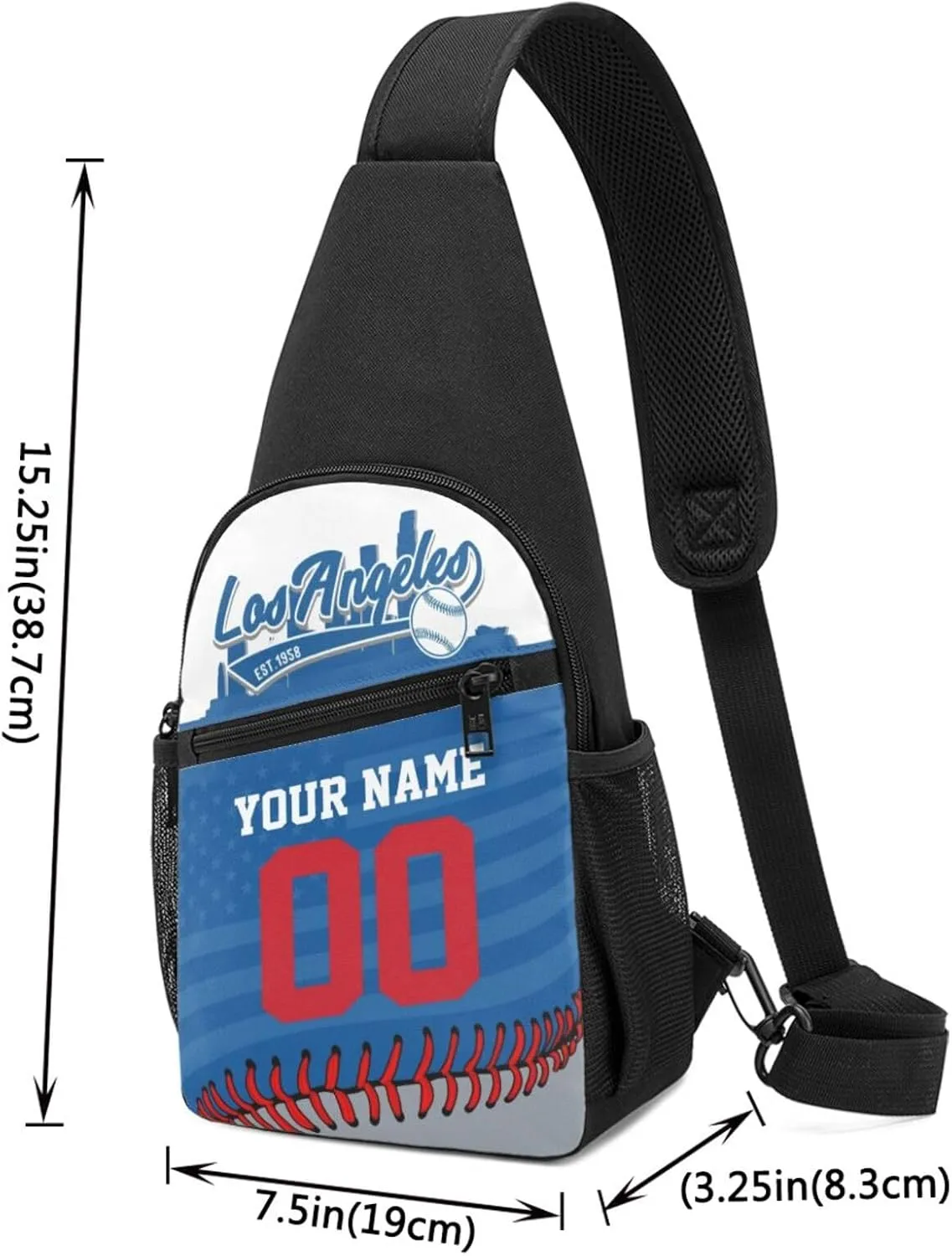 Custom Sling Bag,Personalized Baseball Crossbody Bags Chest Bag with Name & Number for Men Women,Custom Baseball Sport Crossbody Bags for Travel Baseball Fans Gifts