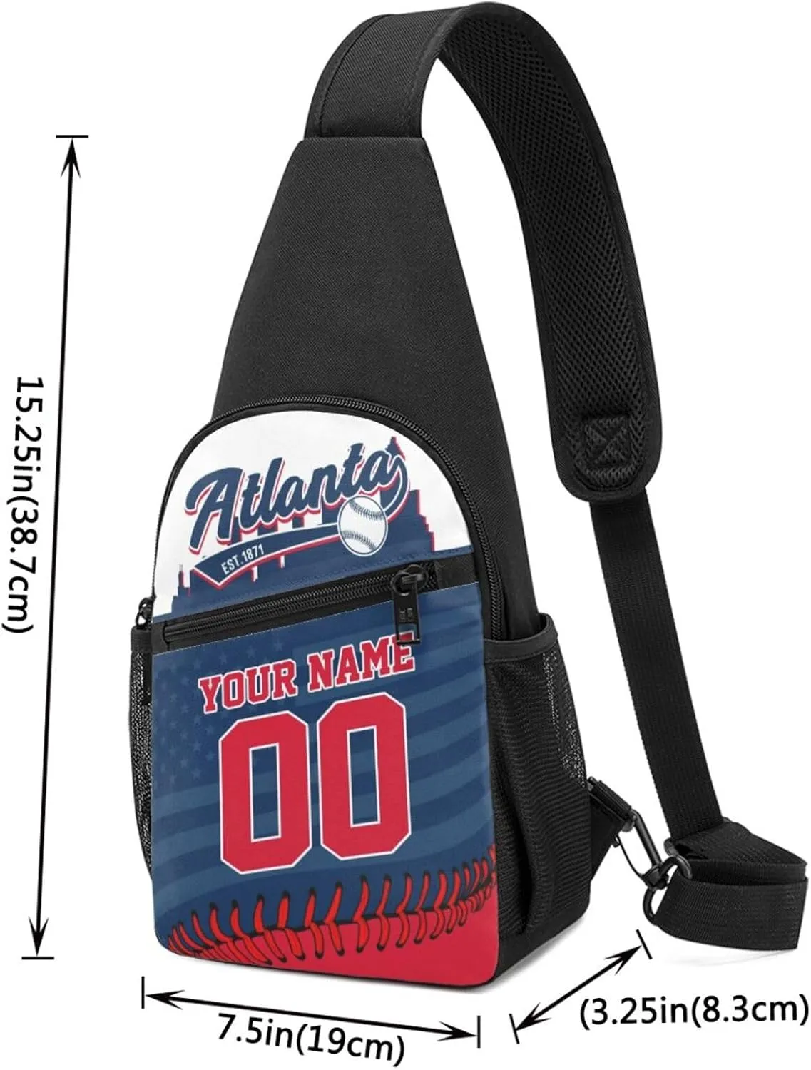 Custom Sling Bag,Personalized Baseball Crossbody Bags Chest Bag with Name & Number for Men Women,Custom Baseball Sport Crossbody Bags for Travel Baseball Fans Gifts