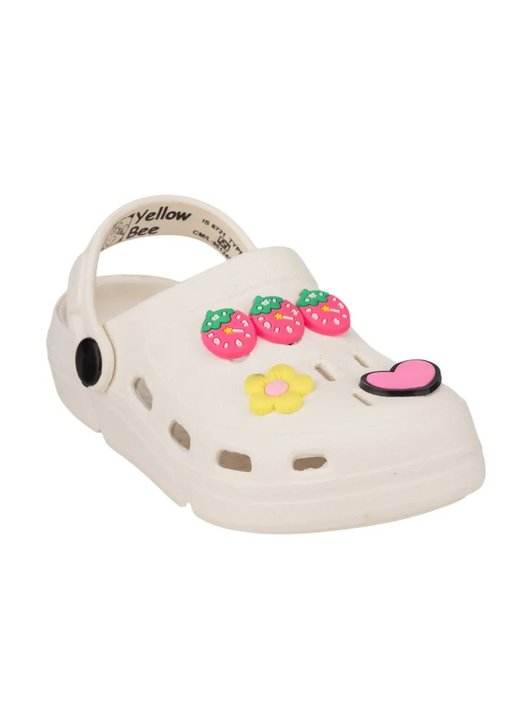 Cute & Comfy Clogs with 3D Strawberry, Flower & Heart Accents for Girls- White