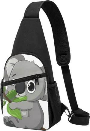 Cute Koala Art Printed Chest Bag Chest Shoulder Crossbody Bag for Men Women Travel Chest Pack Hiking Shoulder Bags, Black, One Size, Hiking Backpack