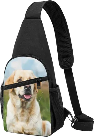 Cute Labrador Dog Printed Chest Bag Chest Shoulder Crossbody Bag for Men Women Travel Chest Pack Hiking Shoulder Bags, Black, One Size, Hiking Backpack