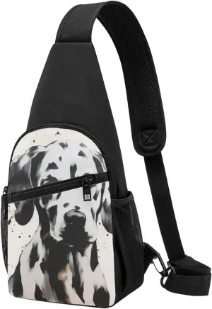 Dalmatian Printed Chest Bag Chest Shoulder Crossbody Bag for Men Women Travel Chest Pack Hiking Shoulder Bags, Black, One Size, Hiking Backpack