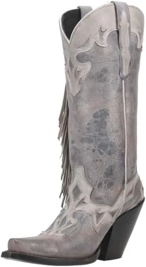 Dan Post Grey Ameya 13 inch Women's Snip Toe Western Boots with Fringe DP4379