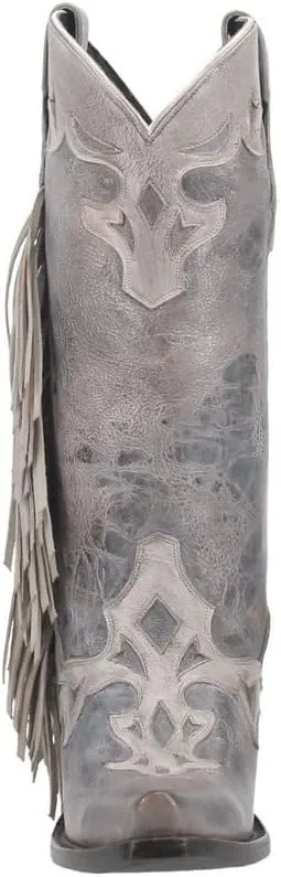 Dan Post Grey Ameya 13 inch Women's Snip Toe Western Boots with Fringe DP4379