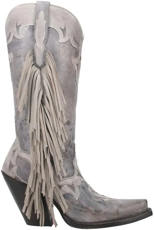 Dan Post Grey Ameya 13 inch Women's Snip Toe Western Boots with Fringe DP4379