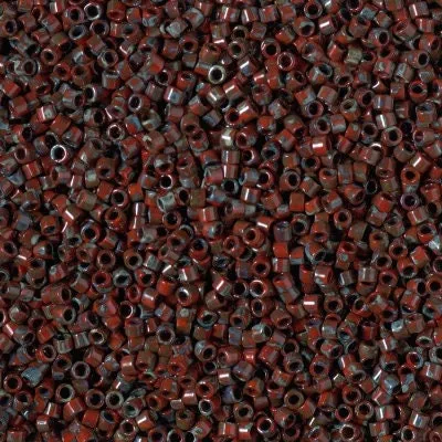 DB 2263, Picasso Opaque Red Garnet Matte - Miyuki Delica Beads - Size 11 - 5 grams - Japanese Cylinder Seed Beads - Retail & Wholesale