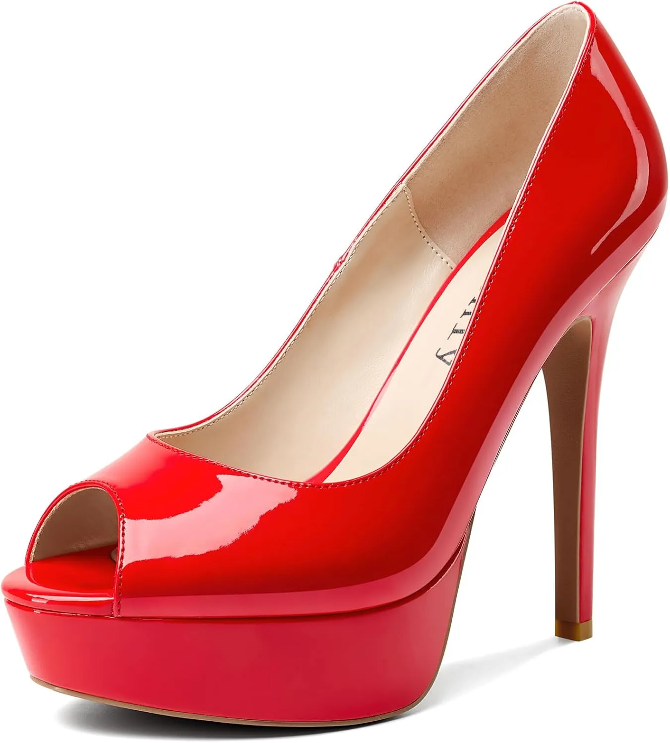 DearOnly Women's Sky High Heels Platform Pumps Slip On Sexy Peep Toe Stilettos 5" Heel Classic Dress Party Footwear Shoes