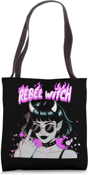 Demon Girl Rebel Witch Vaporwave Aesthetic Cybergoth Tote Bag