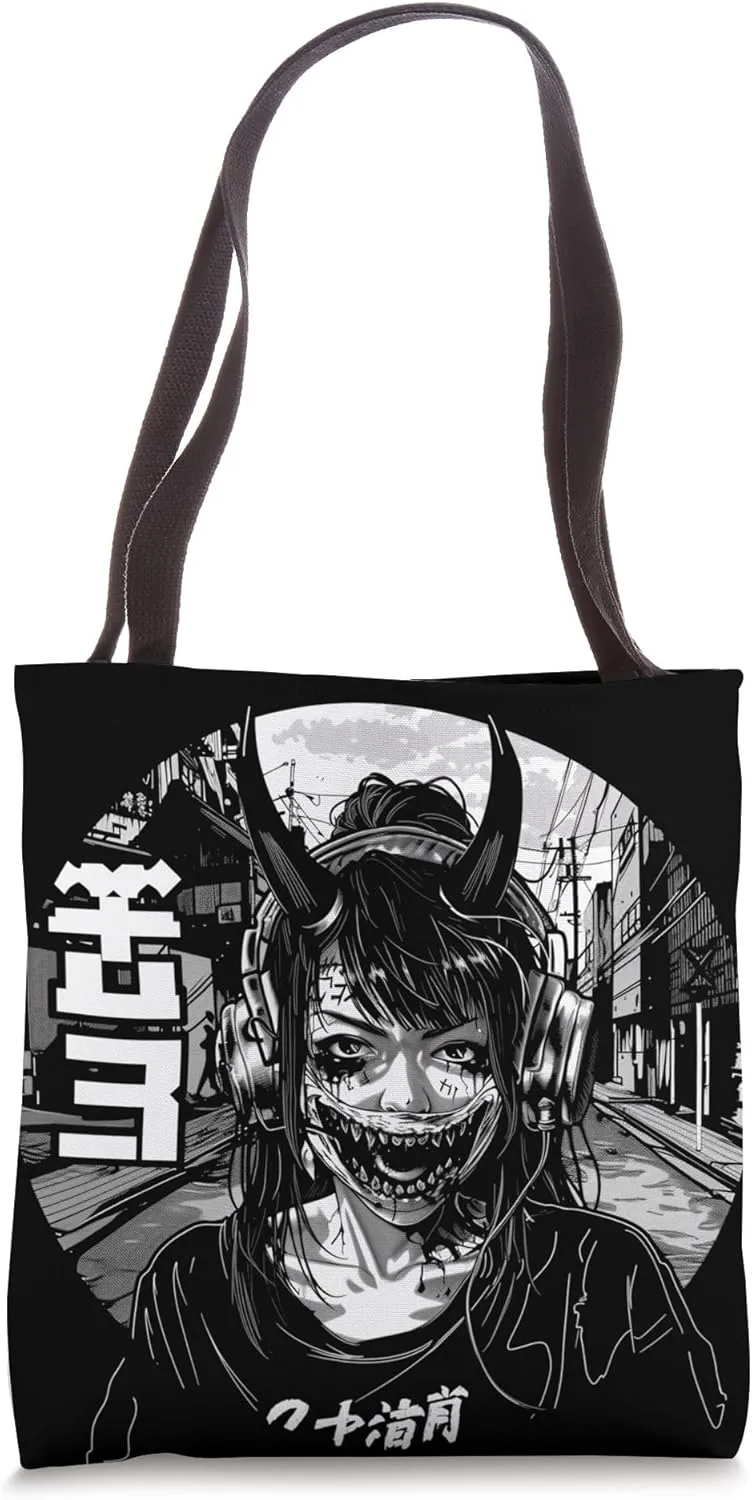 Demonic Anime Goth Urban Streetwear Dark Aesthetic Tote Bag