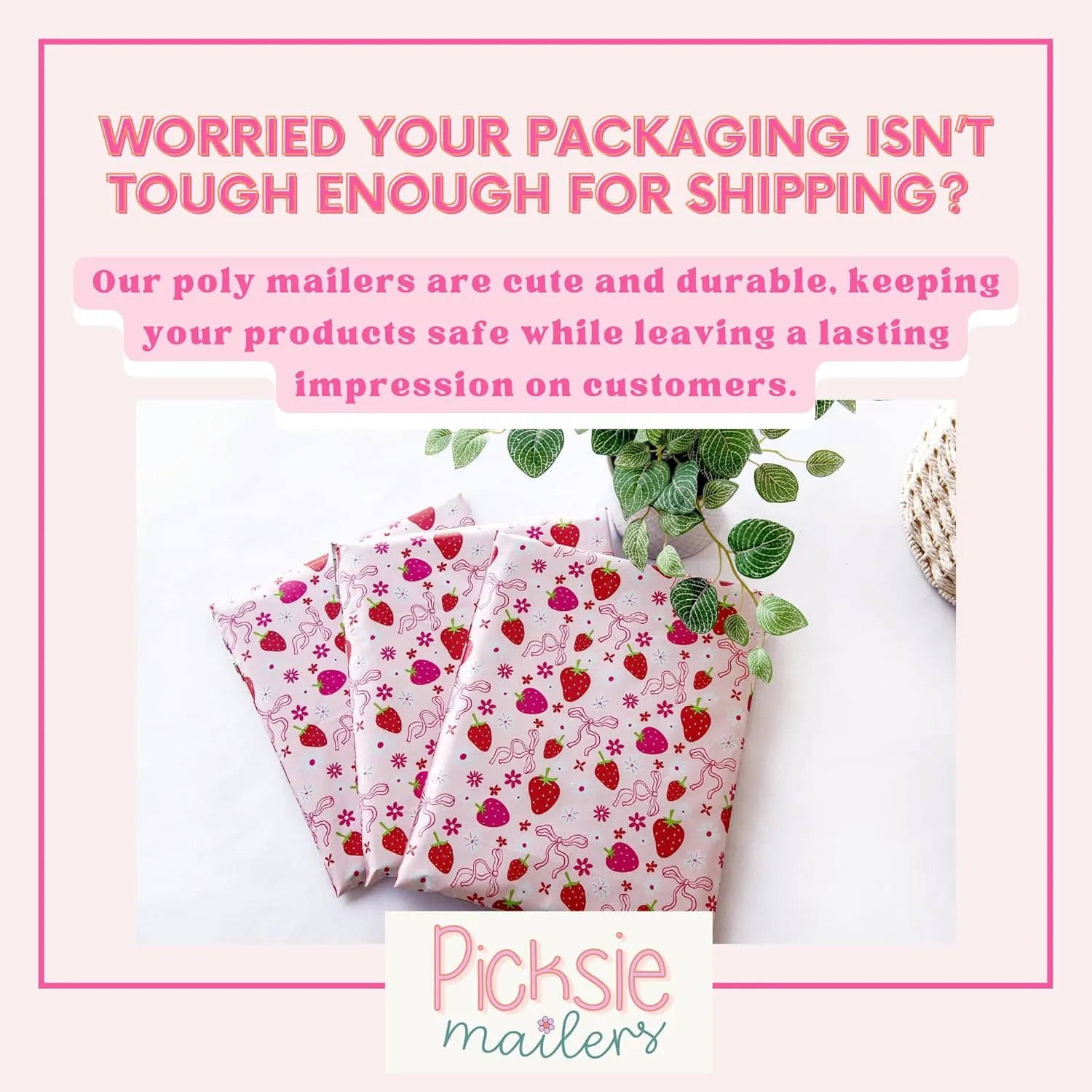 Designer Poly Mailer 10x13 Shipping Bag 100 Pack Cute Mailing Envelope Trendy Boutique Packaging Supplies Large Bulk Plastic Bag for Clothing Waterproof -Berry Pop Pink