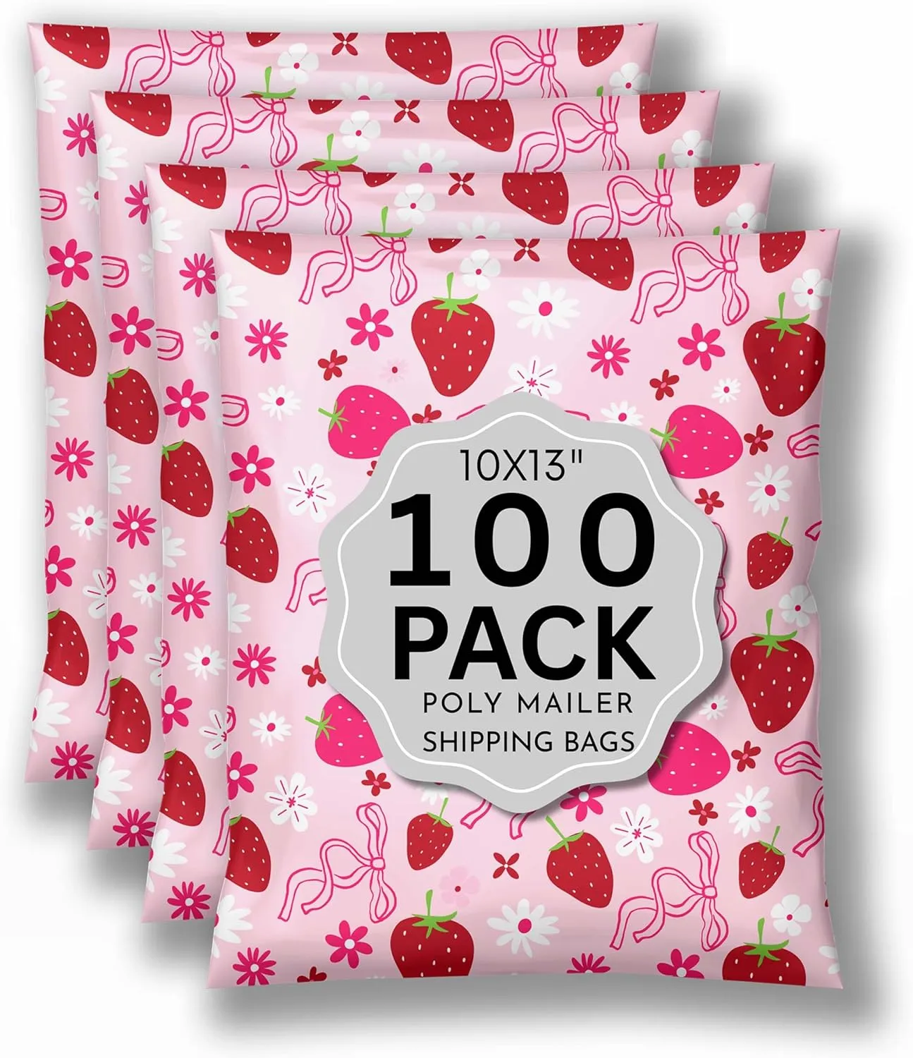 Designer Poly Mailer 10x13 Shipping Bag 100 Pack Cute Mailing Envelope Trendy Boutique Packaging Supplies Large Bulk Plastic Bag for Clothing Waterproof -Berry Pop Pink