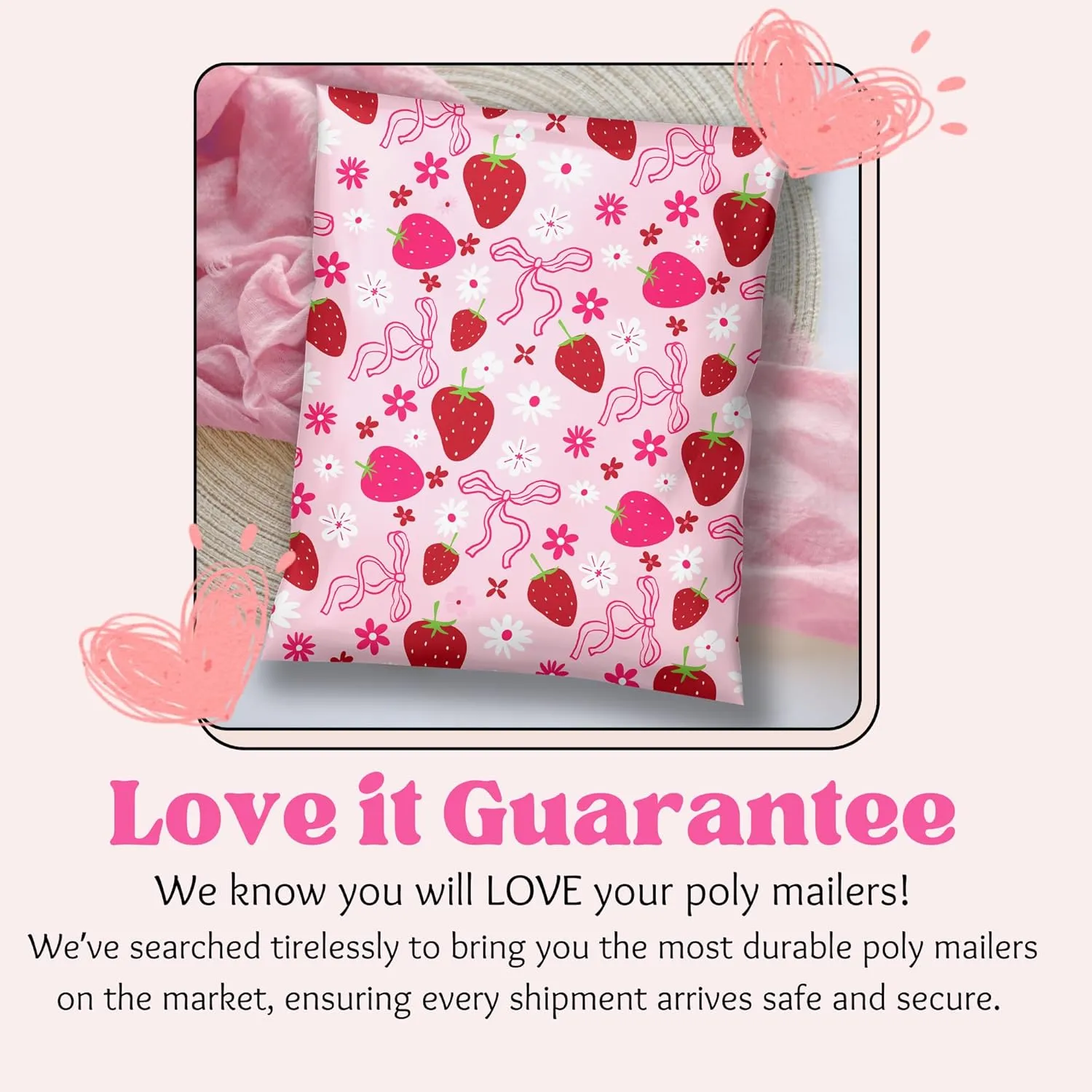 Designer Poly Mailer 10x13 Shipping Bag 100 Pack Cute Mailing Envelope Trendy Boutique Packaging Supplies Large Bulk Plastic Bag for Clothing Waterproof -Berry Pop Pink