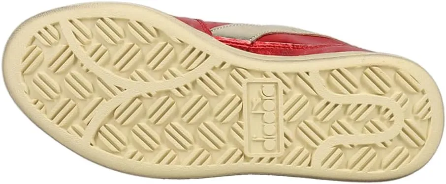 Diadora Womens Mi Basket Low Metallic Used Lace Up Sneakers Shoes Casual - Red