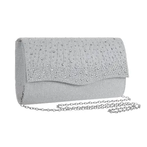 Diamante detail clutch bag silver