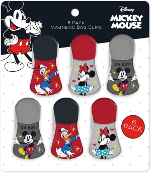 Disney Magnetic Chip Clips – Set of 6 Bag Clips for Food Storage - Mickey, Minnie, Lilo & Stitch, Winnie The Pooh – Durable Airtight Bag Chip Clips for Pantry & Fridge Use