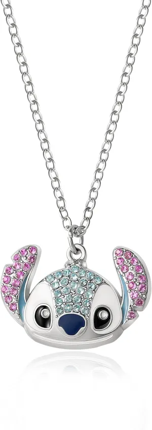 Disney Stitch Necklace for Women Official License, 16" 3" Fashion Pave Crystal Stitch Jewelry for Women