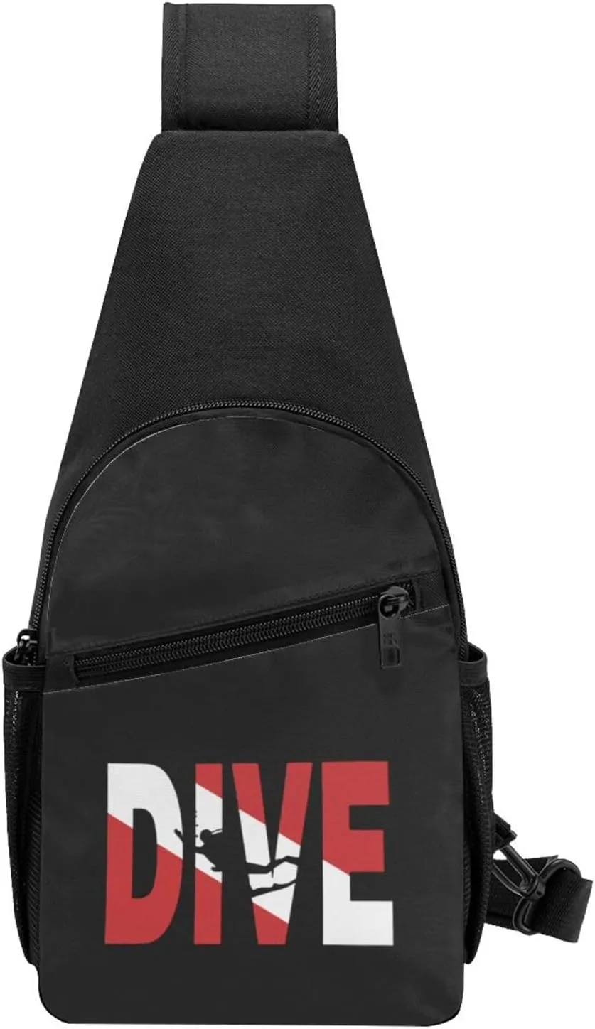 Distressed Dive Flag Chest Pack Leisure Shoulder Crossbody Chest Bag