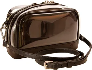 DOMINIE Clear Handbag Small Black Leather Clutch with Removable/Interchangeable Liner