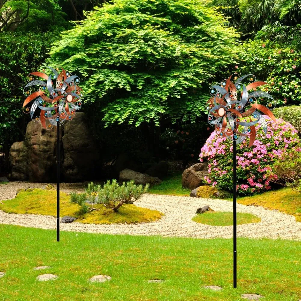DREAMYSOUL Large Wind Spinner Outdoor, 20 Inches Dia Vintage Metal Windmills, Kinetic Wind Spinners & Sculpture for Yard and Garden