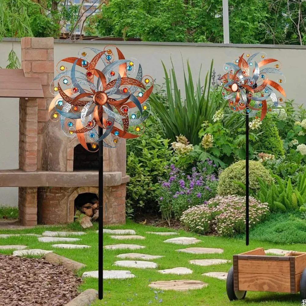 DREAMYSOUL Large Wind Spinner Outdoor, 20 Inches Dia Vintage Metal Windmills, Kinetic Wind Spinners & Sculpture for Yard and Garden