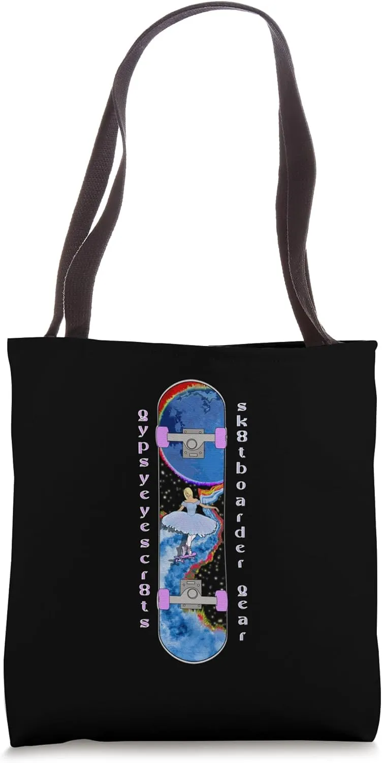 Dynamic Cosmic Skateboarding Ballerina Unique Graphic Tote Bag