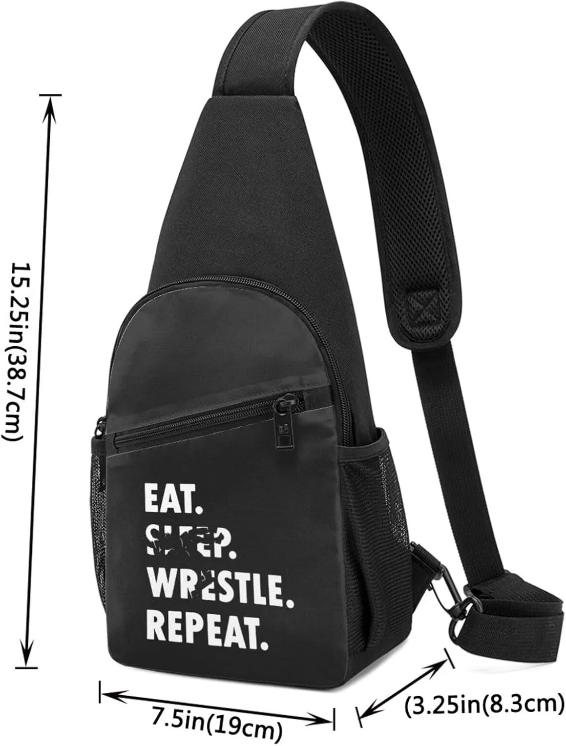 Eat Sleep Wrestle Repeat Wrestling Chest Pack Leisure Shoulder Crossbody Chest Bag