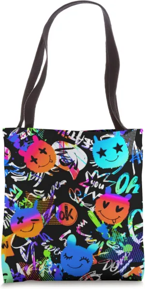 Edgy Grunge Fluffy Faces Street Art Graffiti Aesthetic Cool Tote Bag