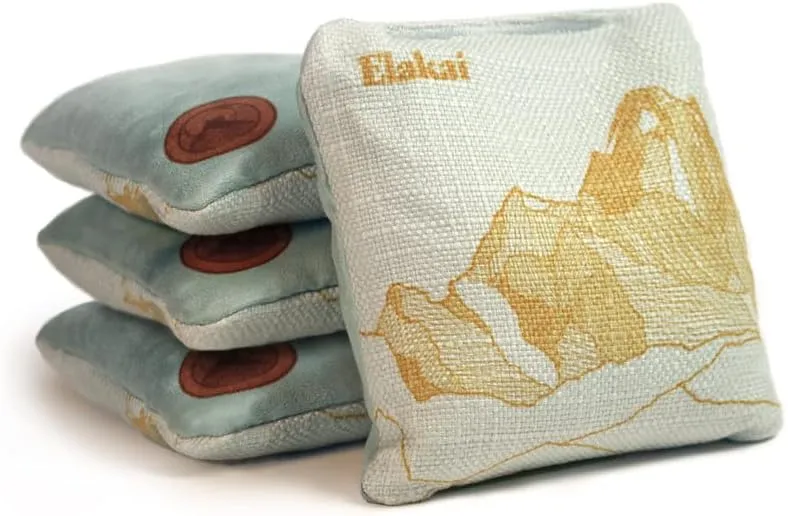 Elakai Cornhole Bags All Weather Dual Sided Slick and Stick Regulation Size and Weight Set of 4 Regulation 6 in x 6 in