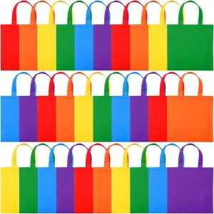 Elcoho 30 Pack Non-woven Tote Bags with Handles 9.8×9.8 Inch Reusable Goodie Treat Bags Bulk Party Favor Gift Bags for Birthday Wedding Party Supplies