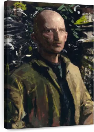 Elephant Stock - Abbott Handerson Thayer Self-portrait 1920 Wall Art - Vertical Canvas Wall Art - Living Room Wall Decor - Painting Male Portrait Canvas Art - Brown And Black Decor by Abbott Handerson Thayer - 30" x 45"
