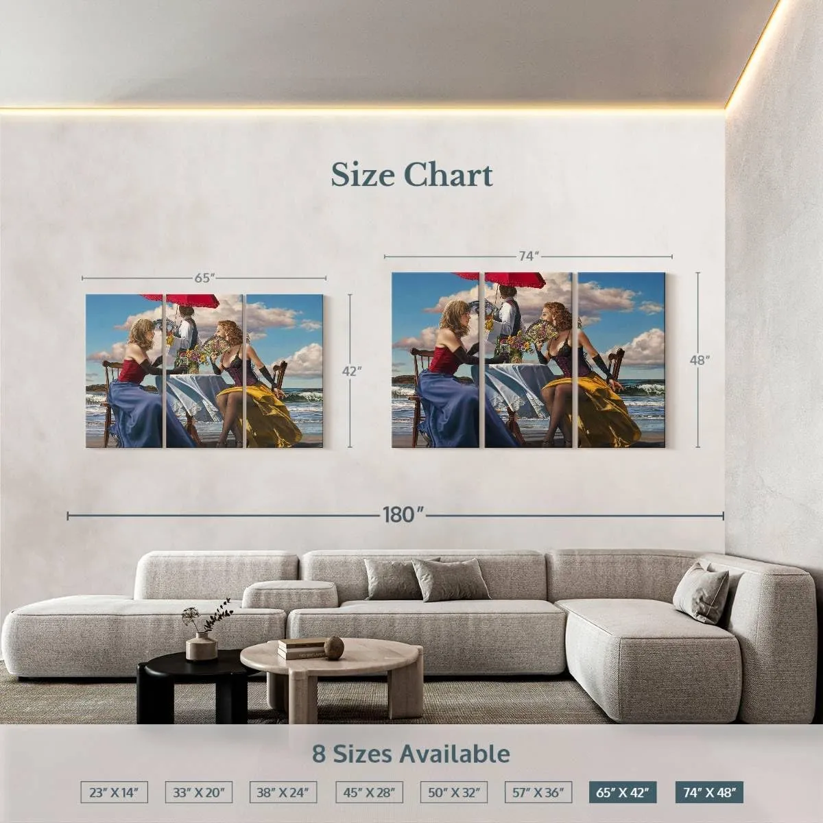 Elephant Stock - Cafe Oceanus Wall Art - Horizontal Multi Panel Canvas - 3 Piece Living Room Wall Decor - Painting People Multi Piece Wall Art - Gray And Brown Decor by Paul Kelley - 65" x 42"