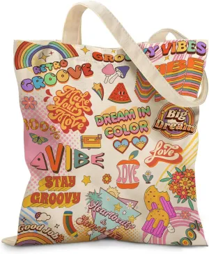 Encouraging Words Canvas Tote Bag for Women with Magnetic Snap Closure & Zipper Inner Pocket, Lightweight Stylish Shoulder Handbag for Work, Travel, Daily Essentials