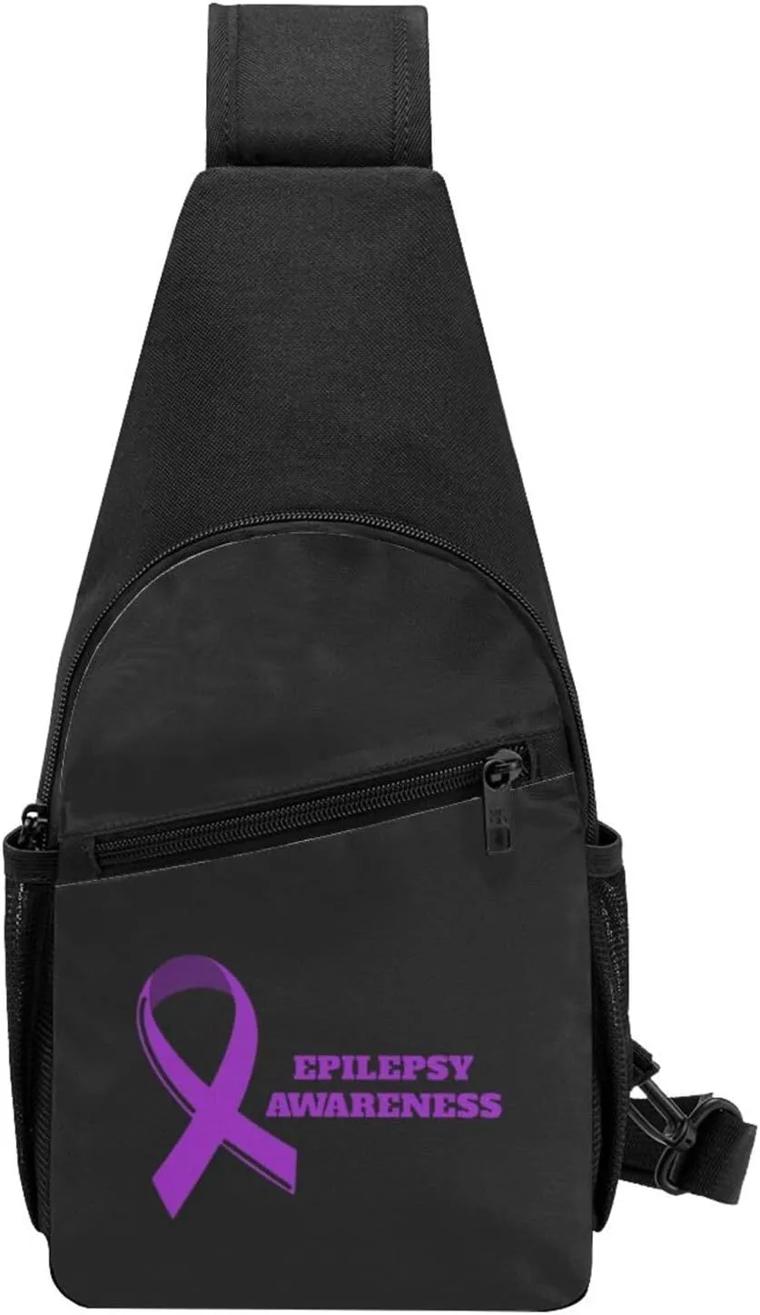 Epilepsy Awareness Chest Pack Leisure Shoulder Crossbody Chest Bag, Black