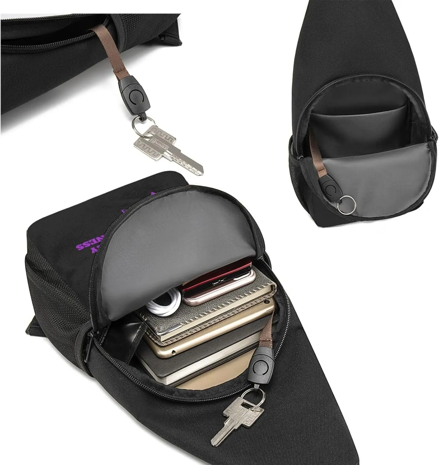 Epilepsy Awareness Chest Pack Leisure Shoulder Crossbody Chest Bag, Black