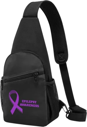 Epilepsy Awareness Chest Pack Leisure Shoulder Crossbody Chest Bag, Black